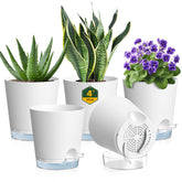 Meowell 4-inch self-watering pot with visible water level for easy moisture checks.