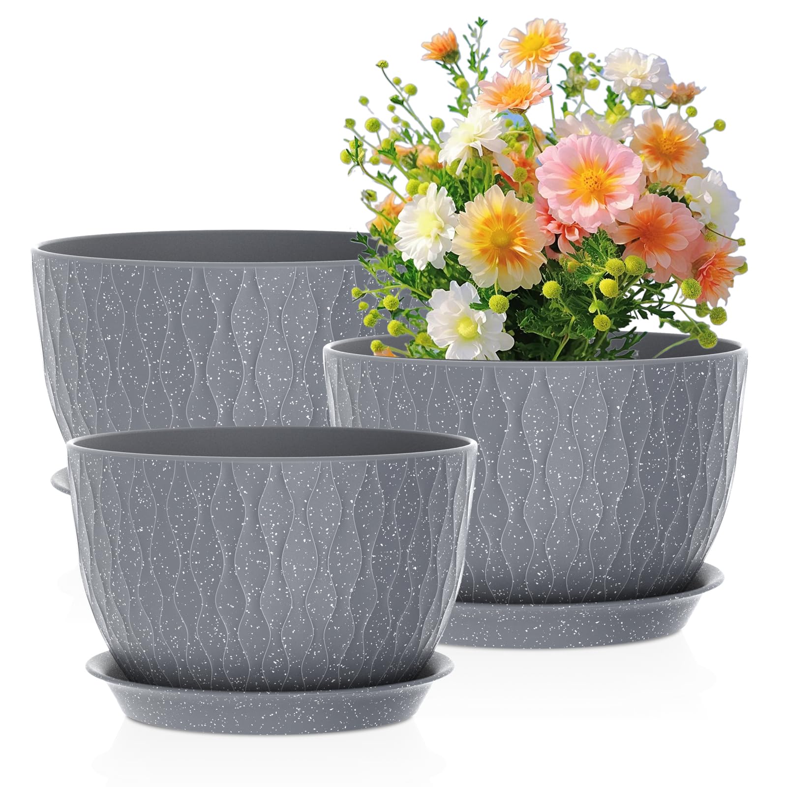 Meowell ripple pot 12-inch for indoor/outdoor use with drainage