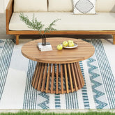 Merax patio acacia round table top with natural grain for outdoor dining