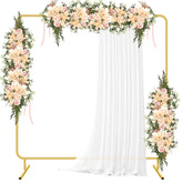 Mercijzyasang metal wedding arch stand 6.6ft frame creates an elegant ceremony backdrop.