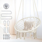 Mertonzo macrame hammock chair seat weave showcases ergonomic support for relaxed lounging.