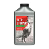 Messinas Deer Stopper quart concentrate bottle ready to deter deer in home gardens.