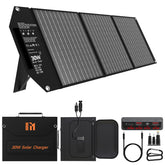 Mesuvida 30W folded solar panel front view for compact backpacking charging