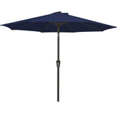 MEWAY 9ft patio umbrella front view in navy fabric offering stylish shade.