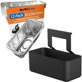 MeWeBlue grease catcher for Blackstone griddles reduces mess and cleans quickly.