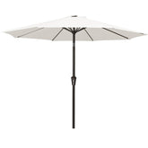 MEWAY 9ft patio umbrella with tilt and crank for flexible outdoor shading and dining.