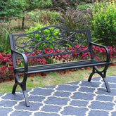MFSTUDIO 50in outdoor garden bench with floral backrest for relaxing yard moments