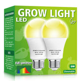 mfxmf A19 grow light bulb full spectrum 9W brightens indoor plants for steady growth.