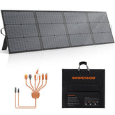 MHPOWOS 220W foldable panel folded for transport and storage.
