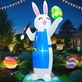 MICOCAH Easter bunny inflatable with built-in LED lights brightens the outdoor yard at night.