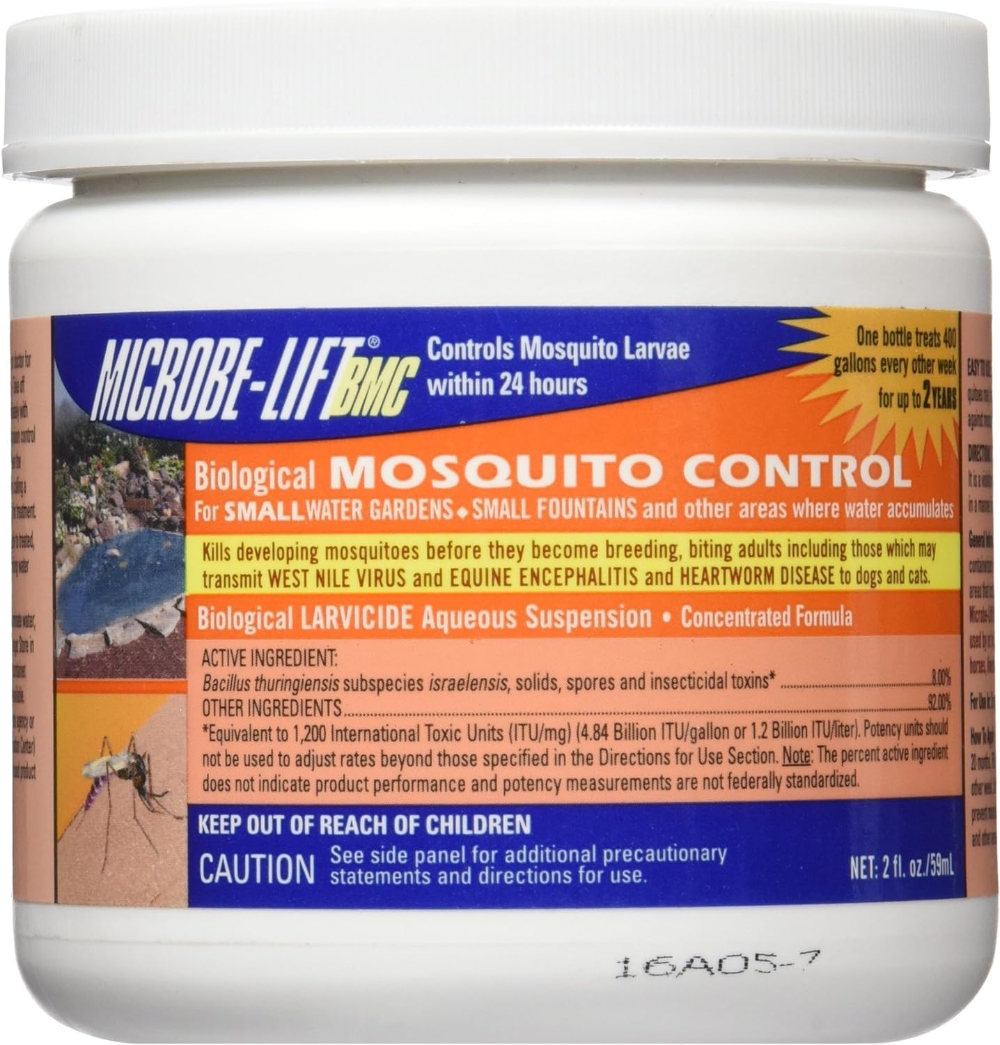 Microbe-Lift BMC liquid dispersion treats the entire water column for mosquito control.