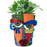 Midogaigai abstract face planter, hand-painted, vibrant colors for lively indoor displays