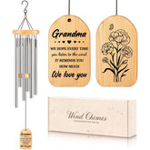 Milcier grandma wind chimes, 25.5-inch silver, serene garden melody in breeze
