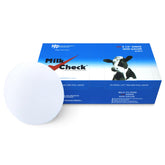 Milk Check 6-5 inch disk filter in gravity filtration setup.