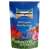 Milorganite bag on lawn promoting even growth and color
