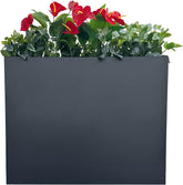MinCHI257 38-inch tall planter front view in black metal.