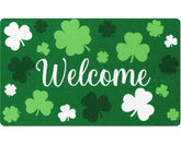 Mindsoft green shamrock welcome doormat, 18x30, adds festive curb appeal with non-slip safety.