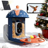 Minikey smart bird feeder camera displaying AI species IDs for 11,000+ birds