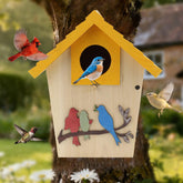 MINWOLF wooden bird house front view attracts small garden birds