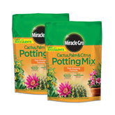 Miracle-Gro Cactus-Palm-Citrus Potting Mix bags front, ideal for versatile container gardening.