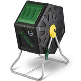 Miracle-Gro compost tumbler in action speeding composting for rich garden soil.