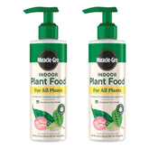 Miracle-Gro Indoor Plant Food bottle front; two-bottle pack promotes healthier indoor plants.