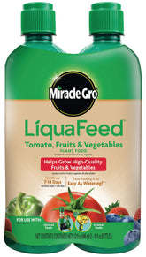 Miracle-Gro LiquaFeed tomato bottle for fruits and vegetables.