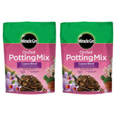 Miracle-Gro orchid potting mix coarse blend 8qt bag supports epiphytic orchids with fast drainage.