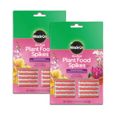 Miracle-Gro Orchid Spikes pack front highlights a two-pack for thriving orchids.