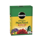 Miracle-Gro Water Soluble All Purpose Plant Food bottle label for indoor and outdoor use.