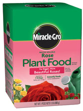 Miracle-Gro water soluble rose plant food bottle ready for feeding