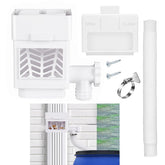 MISDENK rain barrel diverter kit installed on a downspout for efficient water collection.