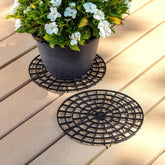 MISTIC COOL patio deck protector set of 2 elevates pots to protect surfaces.