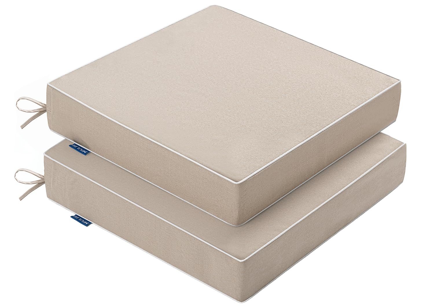 MIULEE beige outdoor chair cushions top view ideal for 19x19x3 inch patio chairs