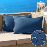 MIULEE navy blue outdoor pillow cover 12x20 for patio cushions