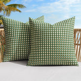 MIULEE outdoor green pillow cover, front view, waterproof for patio comfort.