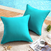 MIULEE outdoor turquoise pillow cover 18x18 enhances patio weather-ready style.