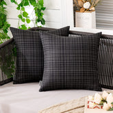 MIULEE outdoor waterproof pillow cover in black 18x18 protecting inserts from splashes.
