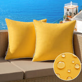 MIULEE outdoor pillow cover yellow; waterproof canvas for patio protection.
