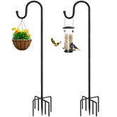 MIUVIBENI shepherd hooks provide stable ground placement with seven base prongs for upright garden displays.