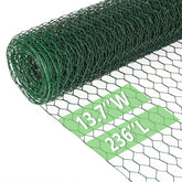 Miuwauer chicken wire 13.7x236 in hex mesh secures garden beds from pests.