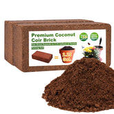 Miuwauer Organic Coco Coir Brick compact that expands with water for easy planting.