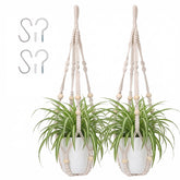 mivofo macrame plant hanger set of 2 in ivory for indoor display.
