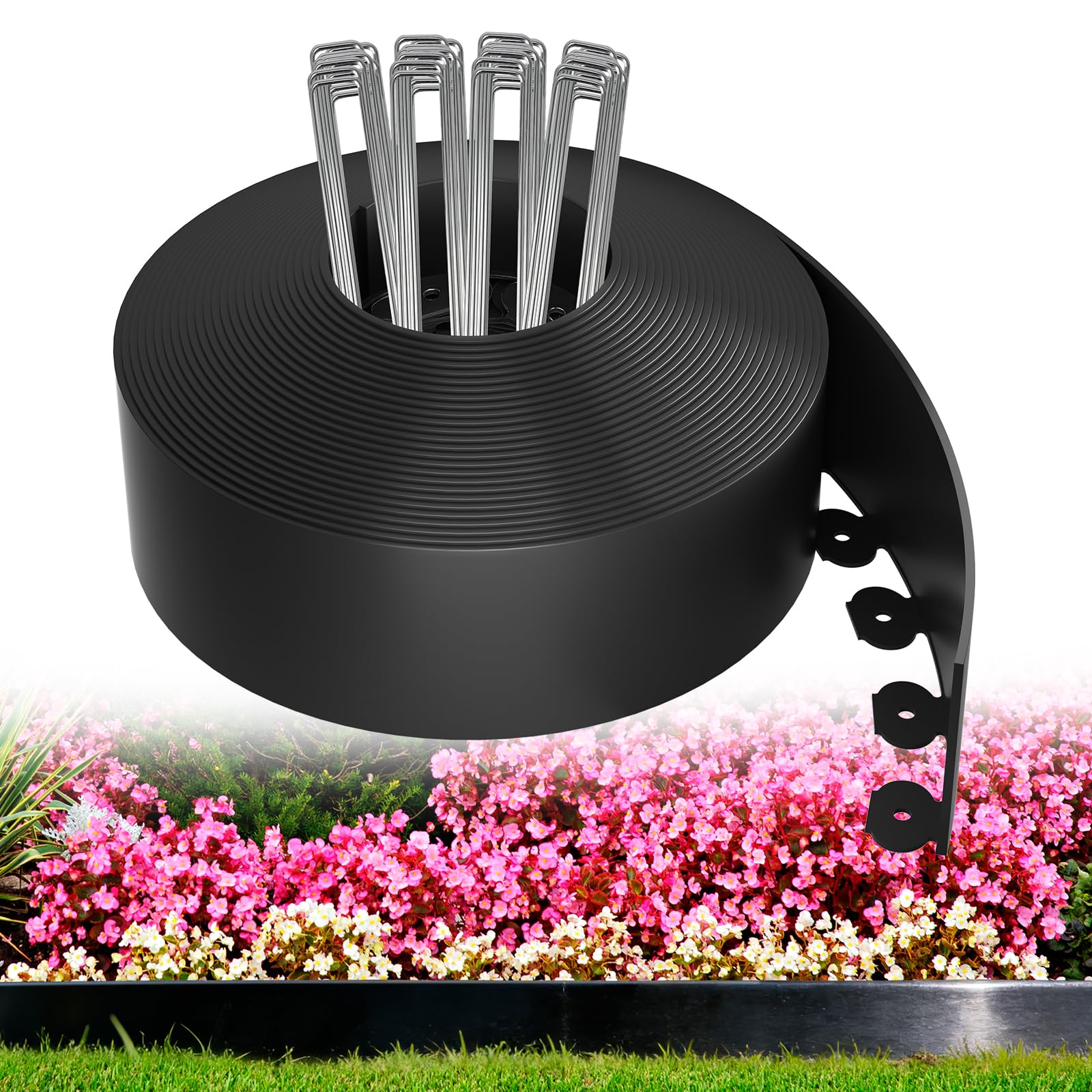 MIXC 3in tall edging kit defines lawn borders and reduces soil erosion