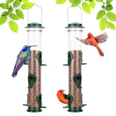MIXXIDEA 2PK metal bird feeder side view, durable outdoor garden-ready.