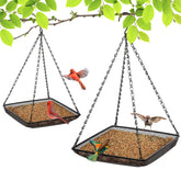 MIXXIDEA hanging bird feeder tray 11x11 mesh offers easy outdoor feeding for diverse birds.
