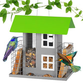 MIXXIDEA metal bird feeder outdoors green attracts diverse birds with multiple food options