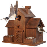 MIXUMON Bird House outdoor 3-hole bluebird-friendly design for multiple nesting families.