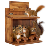 Mixumon Squirrel Feeder Table The Nut Bar in wood attracts curious squirrels.