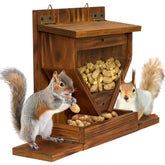 MIXUMON wood squirrel feeder top view shows seed hopper for easy refilling